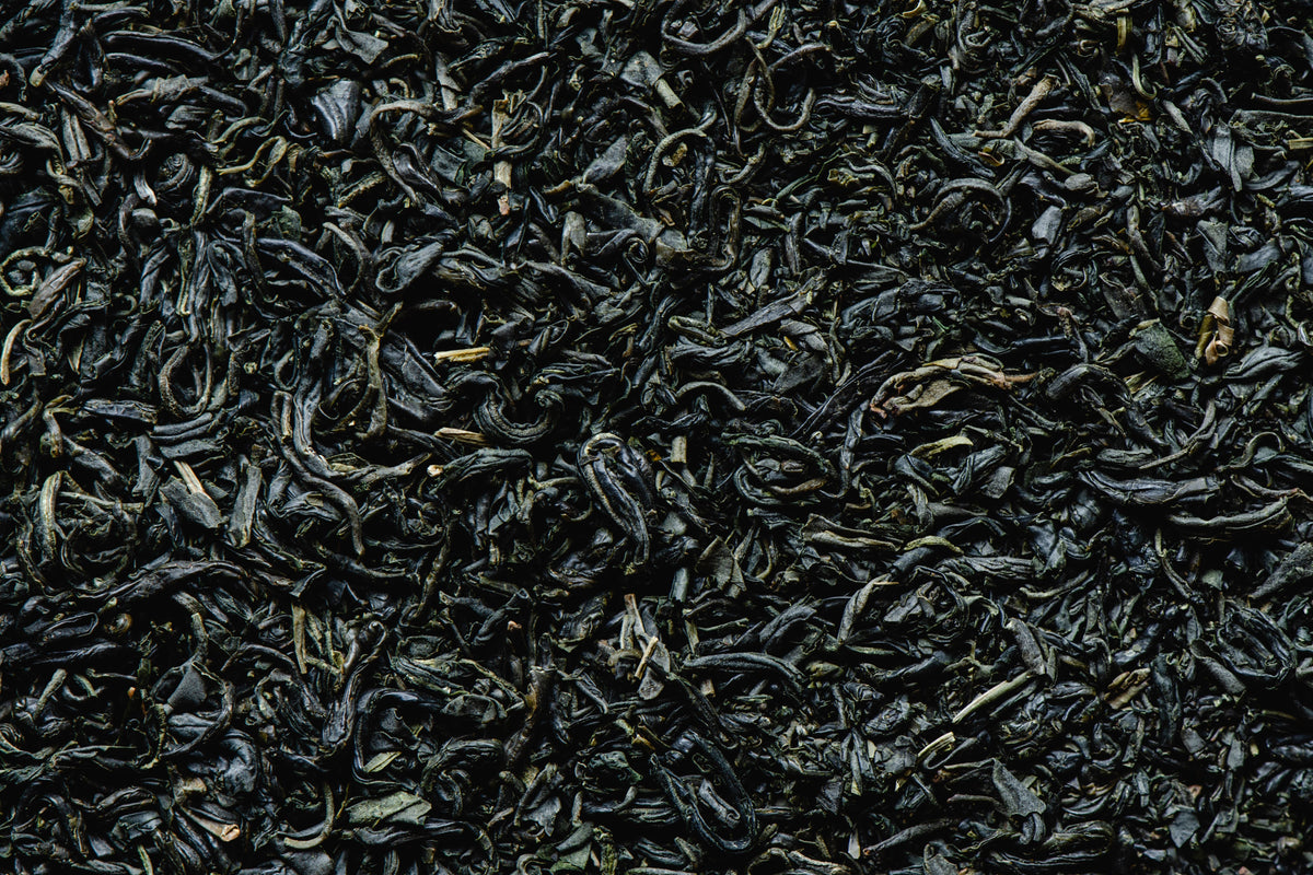 Close-up of green tea leaves